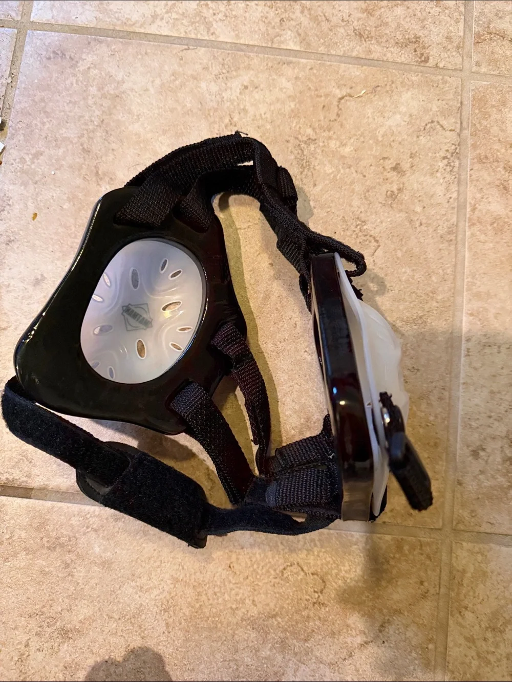 Black and White Youth Headgear for Wrestling and VR Training